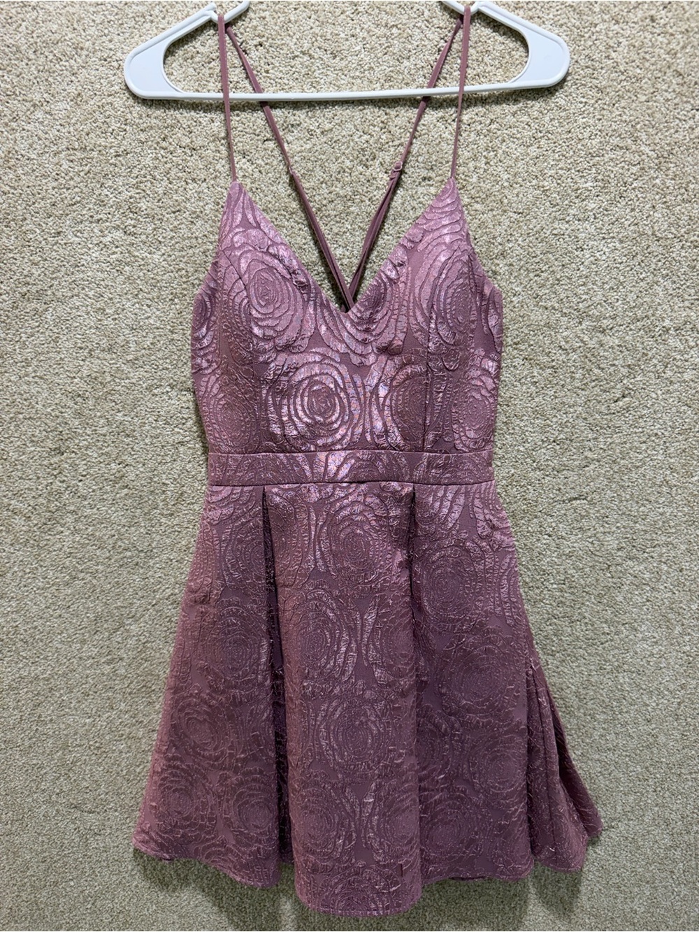 Maueve rosette mini dress pocket coquette balletcore regency wedding guest MED